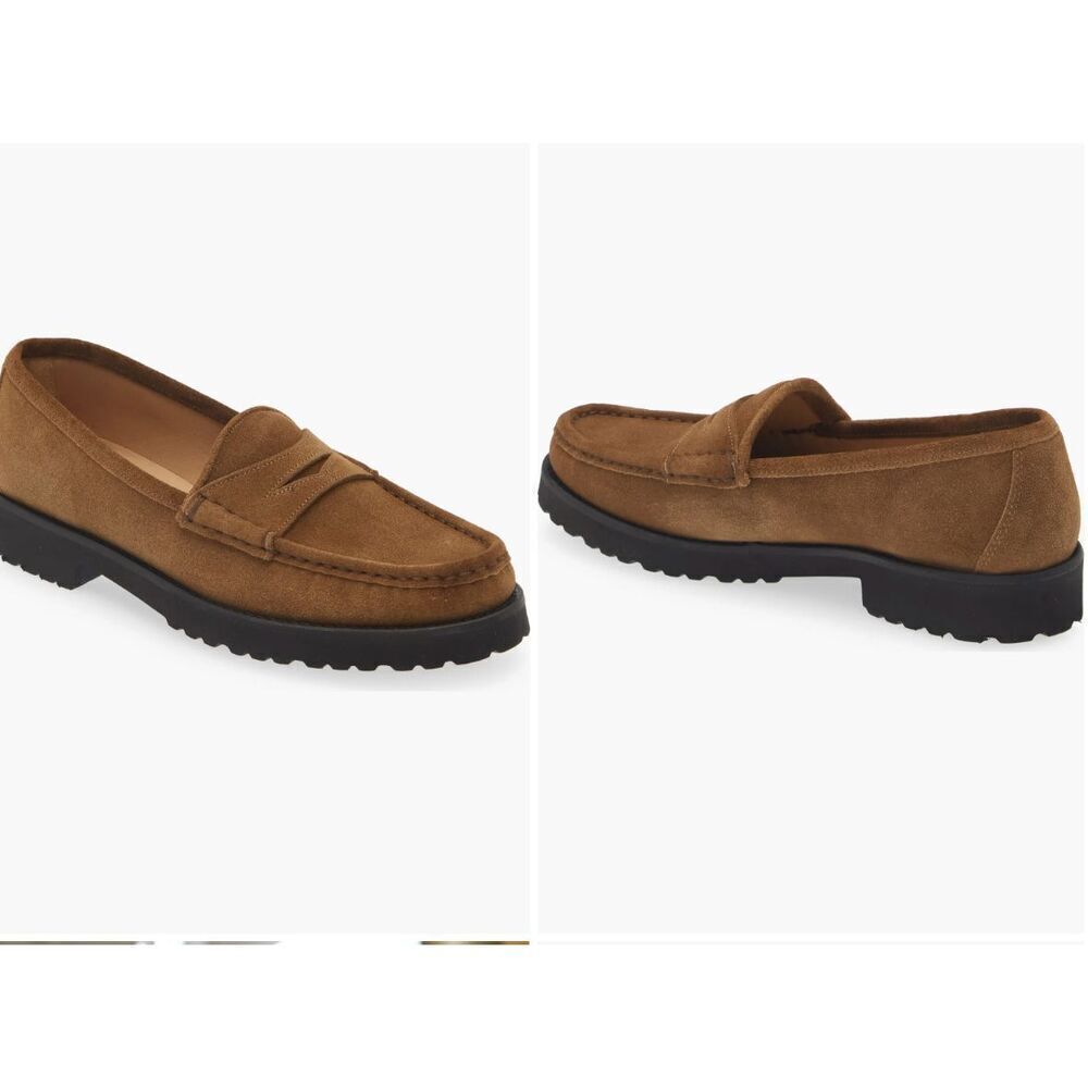 New ANN MASHBURN Lug Sole Loafer in Brown Suede Size 41 US 10.5-11